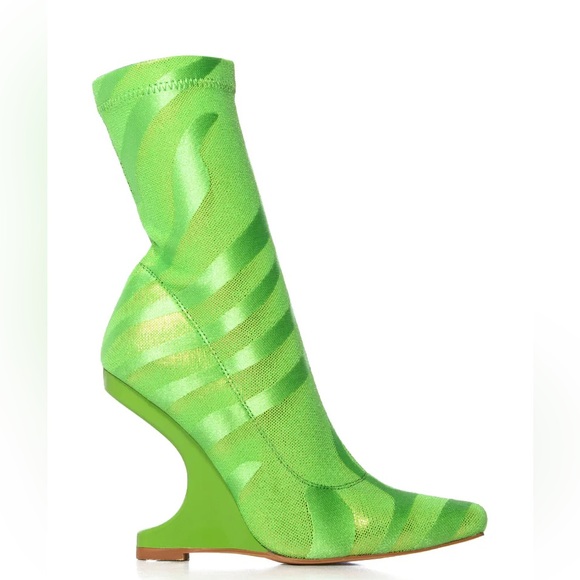 NWT. Azalea Wang Lime Lime Inverse Heel Bootie. - Picture 2 of 8
